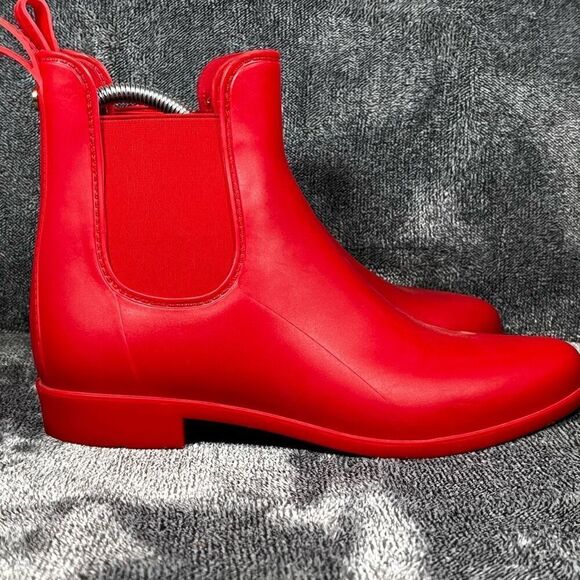 💚 Sam Edelman matte red ankle Rain Boots 8W - Picture 4 of 8